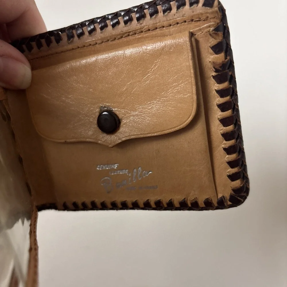 Vintage Mexico Hand Tooled Leather Mens Wallet Bifold Handmade Deer Bonilla